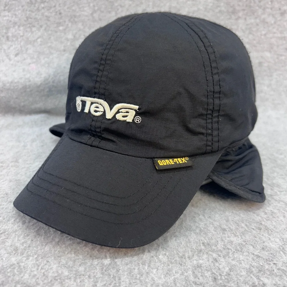 Teva Logo Mens Black Teva Hat Gore-Tex Ear Flap Adjustable OSFM